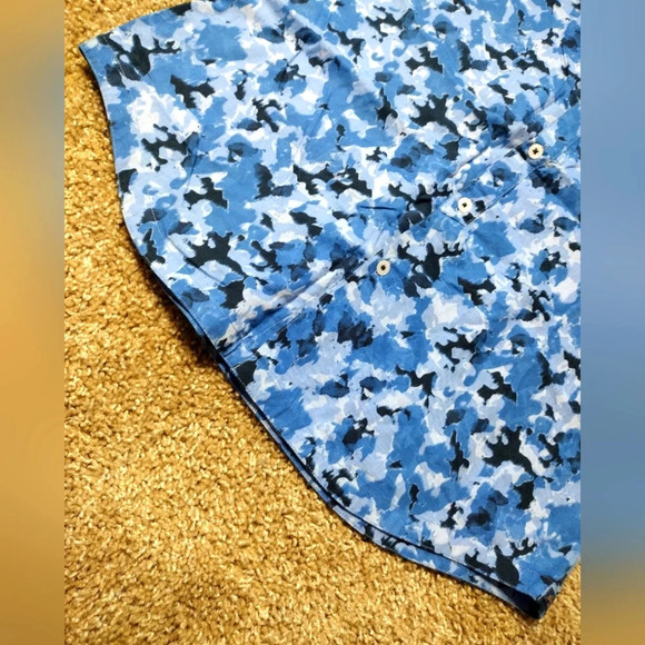 Good Man Brand Blue Cayman Camo shirt sleeve Button down shirt NWT - Picture 7 of 8